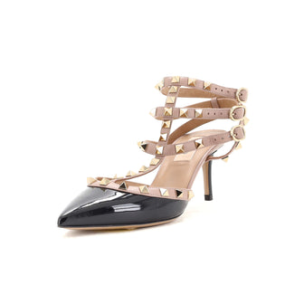 Valentino Garavani Women's Rockstud Caged Ankle Strap Pumps Patent 65
