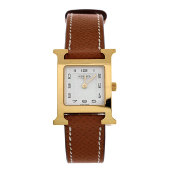 Hermes Heure H Quartz Watch Plated Metal and Leather 21