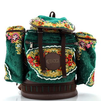 Gucci Multiple Pocket Backpack Floral Velvet Jacquard Large