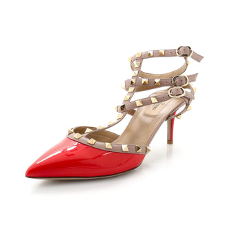 Valentino Garavani Women's Rockstud Caged Ankle Strap Pumps Patent 65