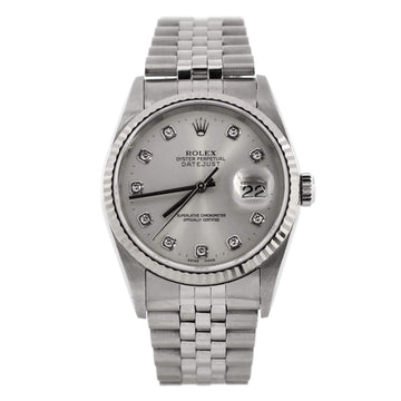 Rolex Oyster Perpetual Datejust Automatic Watch Stainless Steel and White Gold with Diamond Markers 36