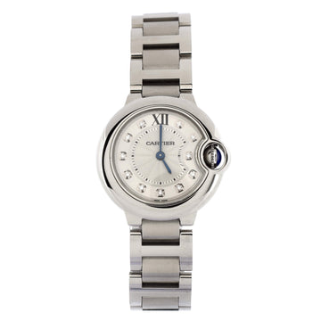 Cartier Ballon Bleu de Cartier Quartz Watch Stainless Steel with Diamond Markers 28