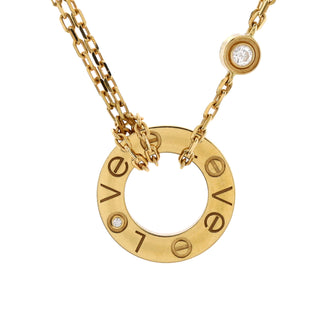 Cartier 2 Diamonds Love Pendant Necklace 18K Yellow Gold and Diamonds