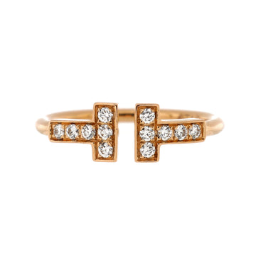 Tiffany & Co. T Wire Ring 18K Rose Gold with Diamonds
