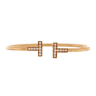 Tiffany & Co. T Wire Bracelet 18K Rose Gold with Diamonds