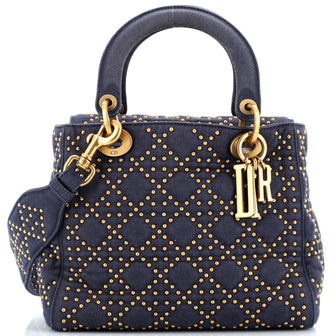 Christian Dior Supple Lady Dior Bag Cannage Studded Denim Medium