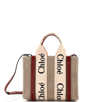 Chloe Woody Convertible Tote Canvas with Leather Small