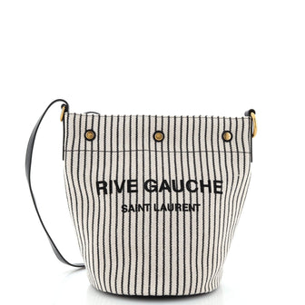 Saint Laurent Rive Gauche Bucket Bag Striped Canvas