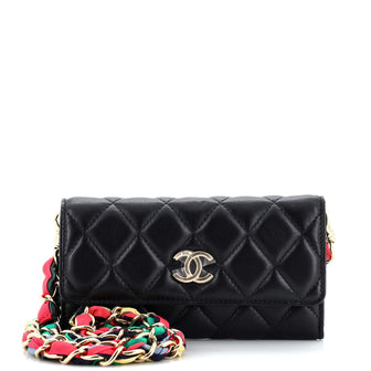 Chanel RIbbon Long Clutch with Chain Flap Bag Quilted Lambskin