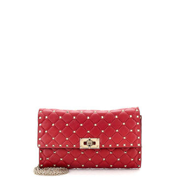 Valentino Garavani Rockstud Spike Wallet on Chain Quilted Leather Small
