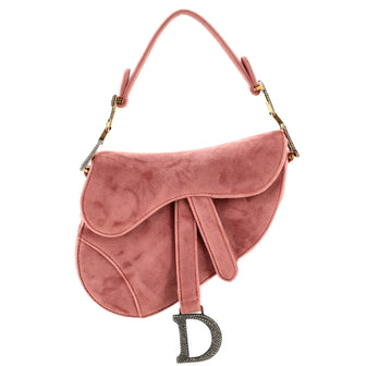 Christian Dior Saddle Handbag Velvet with Crystals Mini
