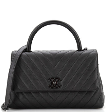 Chanel Coco Top Handle Bag Chevron Caviar Small