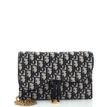 Christian Dior Saddle Chain Clutch Oblique Canvas
