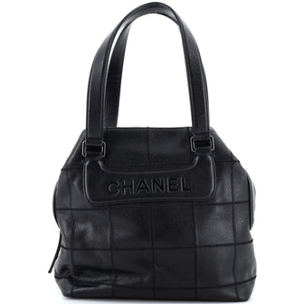 Chanel Square Stitch Shoulder Bag Quilted Caviar Large