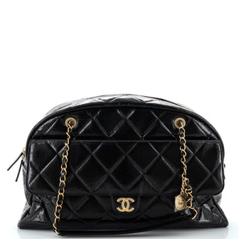 Chanel CC No. 5 Medallion Flap Chain Bowler Bag Quilted Patent Large