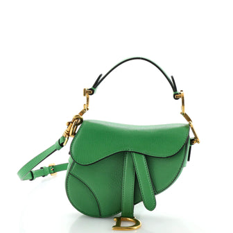 Christian Dior Saddle Handbag with Strap Leather Micro