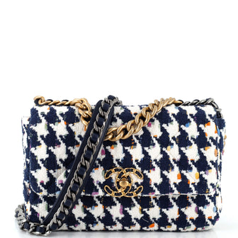 Chanel 19 Flap Bag Quilted Houndstooth Tweed and Ribbon Medium