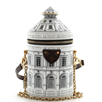 Louis Vuitton Cannes Vase Handbag Limited Edition Fornasetti Architettura Print Leather and Monogram Canvas