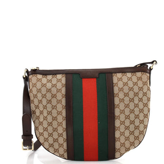 Gucci Vintage Web Saddle Messenger Bag GG Canvas Medium