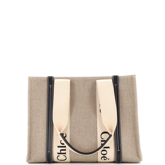 Chloe Woody Tote Canvas with Leather Medium