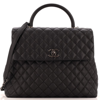 Chanel Coco Top Handle Bag Quilted Caviar Large