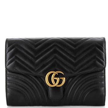 Gucci GG Marmont Flap Clutch Matelasse Leather