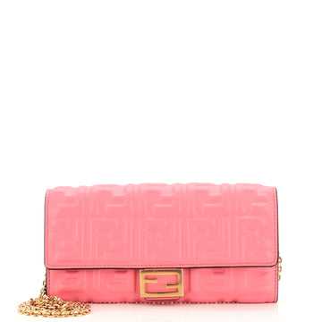 Fendi Baguette Continental Wallet on Chain Zucca Embossed Leather