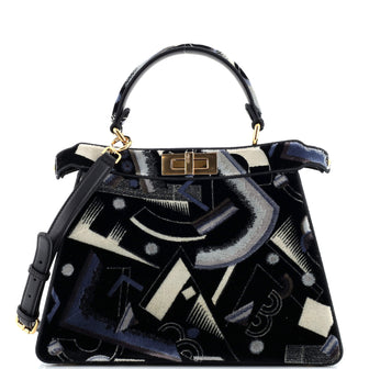 Fendi Peekaboo ISeeU Bag Printed Velvet Medium Blue 2722981 - Main Image