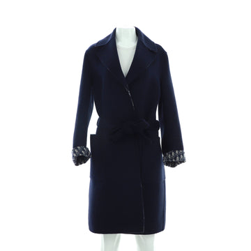 Christian Dior Women's Double-Sided Belted Long Coat Oblique Wool