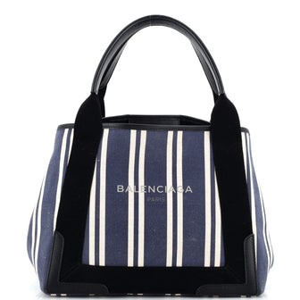Balenciaga Navy Cabas Canvas with Leather Medium