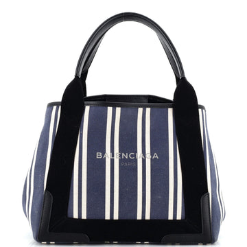 Balenciaga Navy Cabas Canvas with Leather Medium