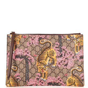 Gucci Zipped Pouch Bengal Print GG Coated Canvas Large