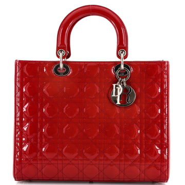 Christian Dior Lady Dior Bag Cannage Quilt Patent Large
