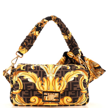 Fendi x Versace Fendace Baguette NM Bag Quilted Printed Silk Medium