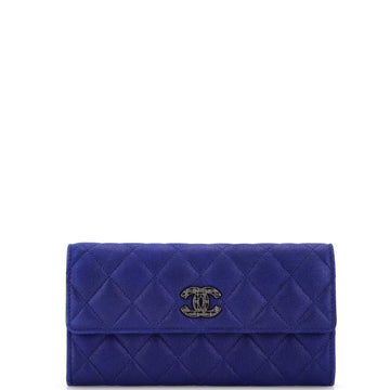 Chanel CC Gusset Flap Wallet Quilted Calfskin Long