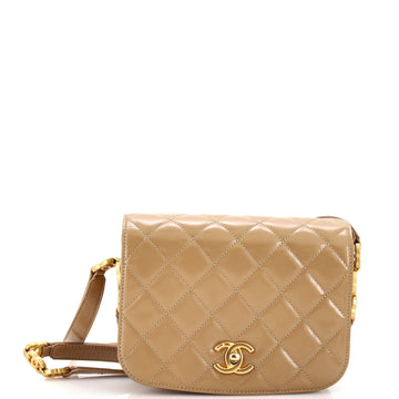 Chanel My Sweet CC Full Flap Messenger Bag Quilted Shiny Calfskin with Suede Mini