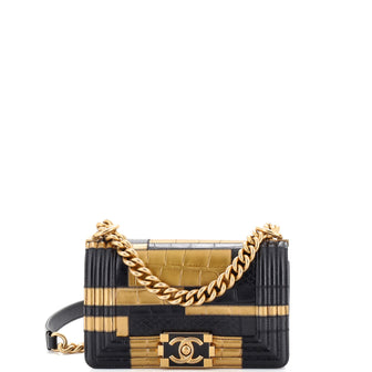 Chanel Boy Flap Bag Crocodile Python Embossed Calfskin Small
