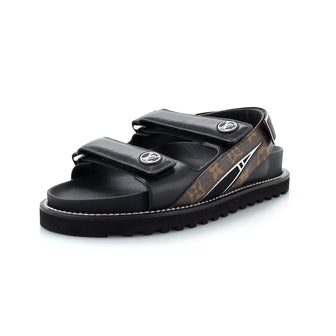 Louis Vuitton Women's Paseo Flat Comfort Sandals Leather and Monogram Canvas