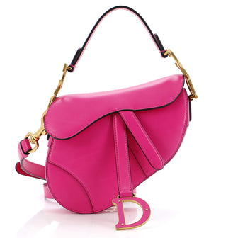 Christian Dior Saddle Handbag with Strap Leather Mini