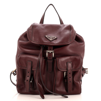 Prada Double Front Pocket Backpack Soft Calf Small