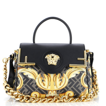 Versace x Fendi Fendace La Medusa Top Handle Bag (Outlet) Printed Laminated Leather with Leather Medium