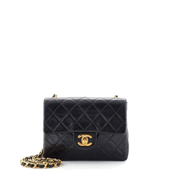 Chanel Vintage Square Classic Single Flap Bag Quilted Lambskin Mini