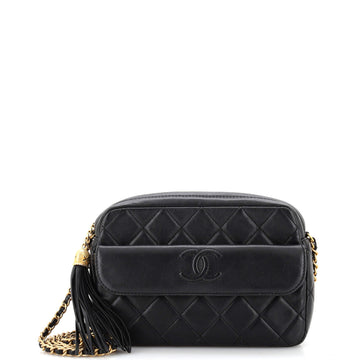 Chanel CC Chain & Tassel Front Pocket Camera Bag Quilted Lambskin Small