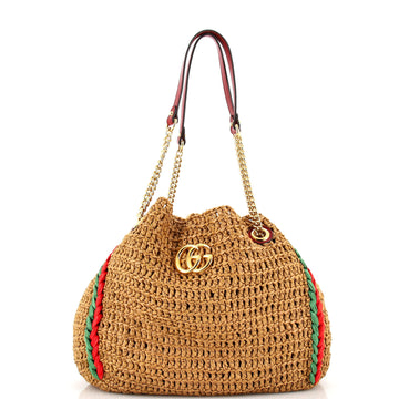 Gucci GG Marmont Chain Tote Raffia Large