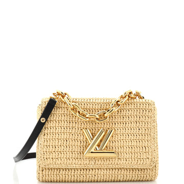 Louis Vuitton Twist Convertible Handbag Madgascan Raffia MM
