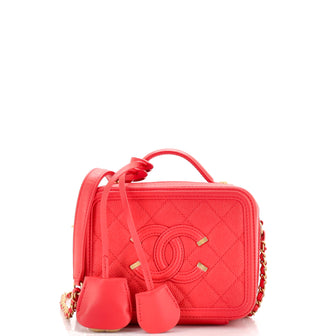 Chanel Filigree Vanity Case Quilted Caviar Small