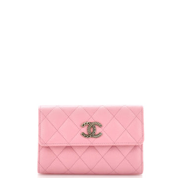 Chanel Textured CC Flap Wallet Quilted Caviar Medium