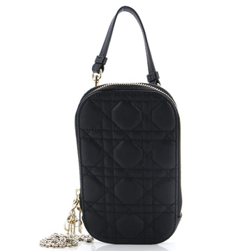 Christian Dior Lady Dior Phone Holder on Chain Cannage Quilt Lambskin