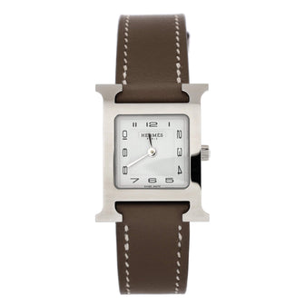 Hermes Heure H Quartz Watch Stainless Steel and Leather 21