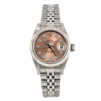 Rolex Oyster Perpetual Datejust Automatic Watch Stainless Steel and White Gold with Diamond Markers 26